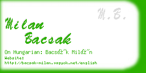 milan bacsak business card